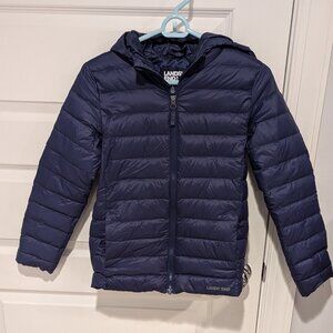 Lands End Navy kids down hooded puffer (10-12) - practically new!